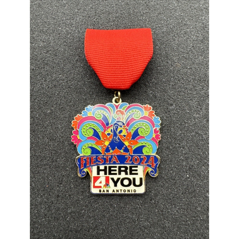 2024 News 4 San Antonio Fiesta Medal – Colorful Peacock Design